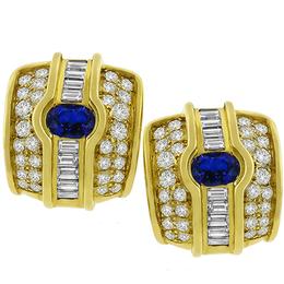 18k yellow gold sapphire diamond earrings 1