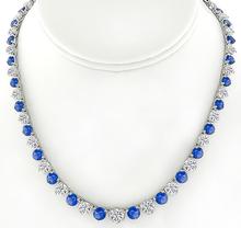 25.00ct Sapphire 22.40ct Diamond Tennis Necklace Photo 1