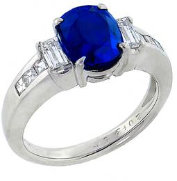 sapphire diamond  platinum engagement ring 1