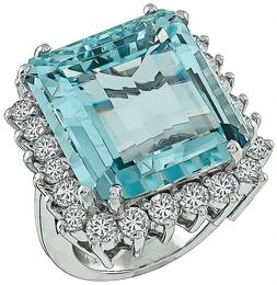 27.92ct Aquamarine 3.00ct Diamond Cocktail Ring Photo 1