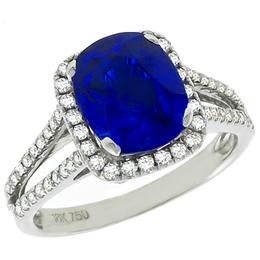 sapphire diamond 18k white gold engagement ring 1