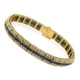 14k yellow gold sapphire diamond bracelet 1