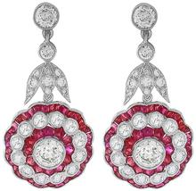 3.73ct diamond 2.50ct ruby earrings photo 1