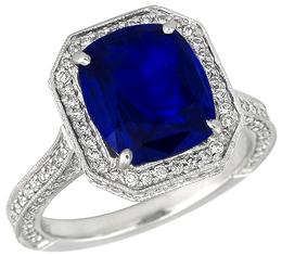 3.75ct ceylon sapphire 2.50ct diamond engagement ring photo 1