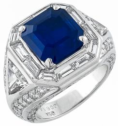 4.24ct sapphire 4.70ct diamond ring photo 1