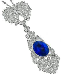 5.12ct Sapphire 1.31ct Diamond Pendant Photo 1