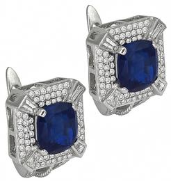 6.80ct sapphire 2.00ct diamond earrings photo 1