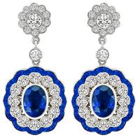 Estate 5.21ct Sapphire 2.70ct Diamond Gold Earrings 