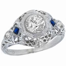 diamond sapphire 18k white gold engagement ring 1