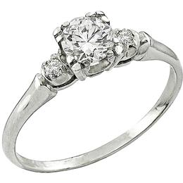 Antique 1920s 0.40ct Old Mine Brilliant Diamond Platinum Engagement Ring 