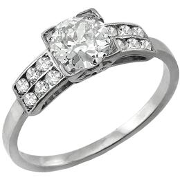 Antique 1920s 0.75ct Old Mine Cut Diamond Platinum Engagement Ring 