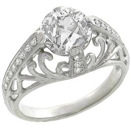 antique diamond platinum engagement ring 1