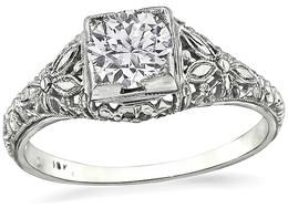Antique GIA Certified 0.72ct Diamond Engagement Ring