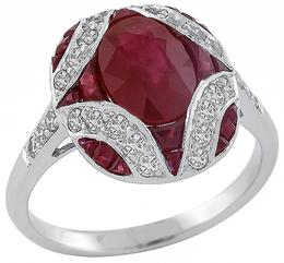 2.40ct ruby 0.50ct diamond gold ring photo 1