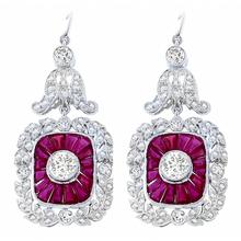 diamond and ruby 18k white gold earrings  1