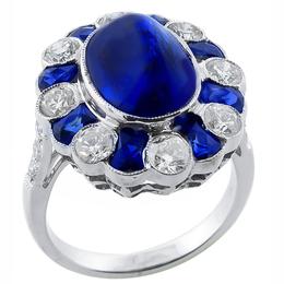 18k white gold diamond and sapphire cluster ring 1