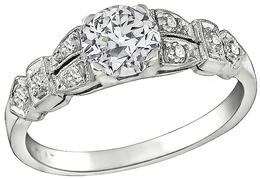 Art Deco GIA Certified 0.58ct Diamond Engagement Ring