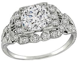 Art Deco GIA Certified 1.58ct Diamond Engagement Ring