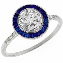 diamond sapphire platinum engagement ring 1