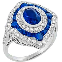 Estate Sapphire  Diamond Gold Ring 