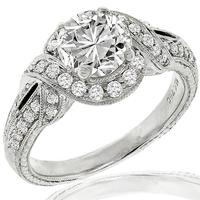 Art Deco Inspired 1.40ct Diamond Gold Engagement Ring 