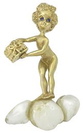 baroque pearl gold cupid pin