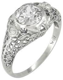 vintage 0.88ct diamond 18k gold engagement ring 3/4 view photo
