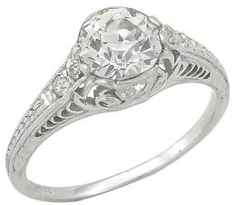 vintage 1.04ct diamond platinum engagement ring photo 1