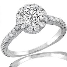 Edwardian Style 0.70ct Round Cut Diamond 18k White Gold Engagement Ring & Wedding Band Set 