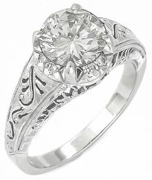 edwardian style 1.38ct diamond platinum engagement ring 3/4 view photo