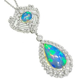 Antique Style Opal Diamond Pendant