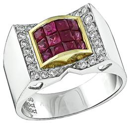 Estate 0.90ct Ruby 0.32ct Diamond Ring Photo 1