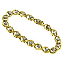 Estate 1.00ct Round Cut Diamond 18k Yellow & White Gold Bracelet 