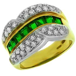 14k yellow gold emerald and diamond ring 1