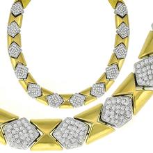 Estate 15.00ct Round Cut Diamond 18k Yellow & White Gold Necklace 