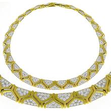 Estate 17.00ct Round Cut Diamond 18k Yellow & White Gold Geometric Necklace