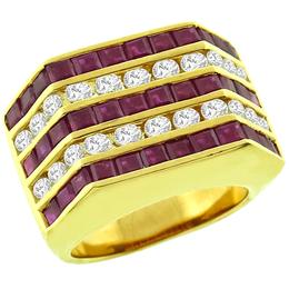 18k yellow gold diamond ruby ring 1