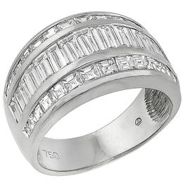 Estate 1.85ct Baguette & Carre Cut Diamond 18k White Gold Ring 