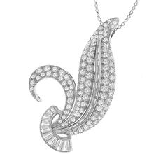 Estate 1950s 3.50ct Diamond Platinum Leaf Pendant