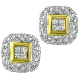 2.00ct Diamond Gold Shield Earrings 1