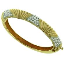 Estate 2.75ct Round Cut Diamond 14k Yellow Gold Bangle Bracelet 