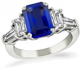 Estate 3.02ct Sapphire 1.00ct Diamond Engagement Ring