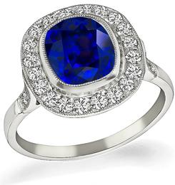 Estate 3.02ct Sapphire 1.00ct Diamond Engagement Ring