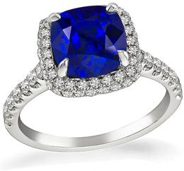 Estate 3.11ct Sapphire 0.50ct Diamond Engagement Ring