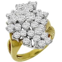 3.25ct Diamond Cluster Gold Cocktail Ring 1