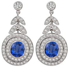 Estate 3.50ct Sapphire 1.18ct Diamond Earrings