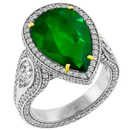 14k white gold emerald and diamond ring 1