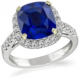 Estate 4.36ct Sapphire 0.80ct Diamond Engagement Ring