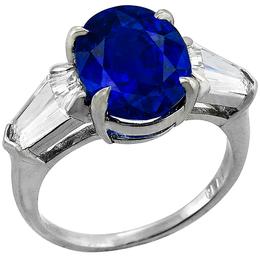 Ceylon Sapphire  Diamond Platinum Ring 