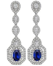 Estate 5.85ct Sapphire 5.88ct Diamond Drop Earrings